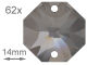 Kristall Oktagon 14mm 2 Loch Crystal GS 30%PbO VE62