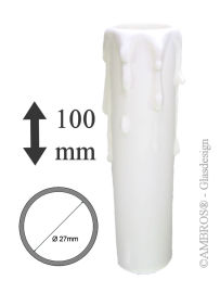 AMBROS Kristall 5X E14 Fassunghülse ~ Kerzenhülse 85mm Kunststoff Weiß Ø 24/26mm 