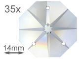 Kristall Oktagon Stern 14mm 3 Loch Crystal K9 VE35