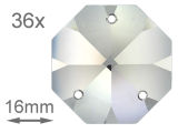 Kristall Oktagon 16mm 3 Loch Crystal 30%PbO VE36