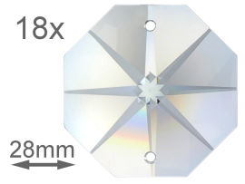 Kristall Oktagon Stern 28mm 2 Loch Crystal K9 VE18
