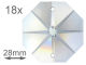 Kristall Oktagon Stern 28mm 2 Loch Crystal K9 VE18