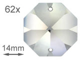 Kristall Oktagon 14mm 2 Loch Crystal 30%PbO VE62