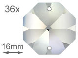 Kristall Oktagon 16mm 2 Loch Crystal 30%PbO VE36