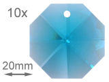 Kristall Oktagon 20mm 1-loch Aquamarin VE10 K9