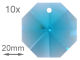 Kristall Oktagon 20mm 1-loch Aquamarin VE10 K9