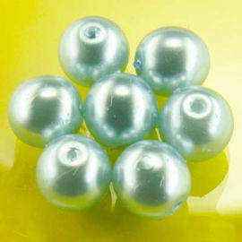 Runde Glas Perle / Wachs&uuml;berzug &Oslash; 4mm Hellblau VE 100