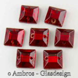Aufn&auml;h Kristalle Qadrat 8mm Rubin Rot / Sim VE 12
