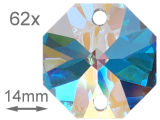 Kristall Oktagon 14mm 2-loch Crystal AB 30%PbO VE62